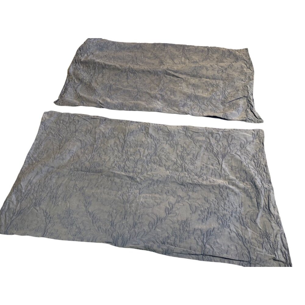 2 Concierge Collection Blue Stone Washed Cotton Jacquard Pillow Standard Shams